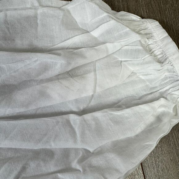 Madewell Shirred Balloon Sleeve Crewneck Button-Up Top WMNS M White Lightweight - Picture 5 of 8